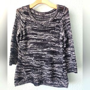 Eileen Fisher open net coastal sweater blouse minimalist contemporary